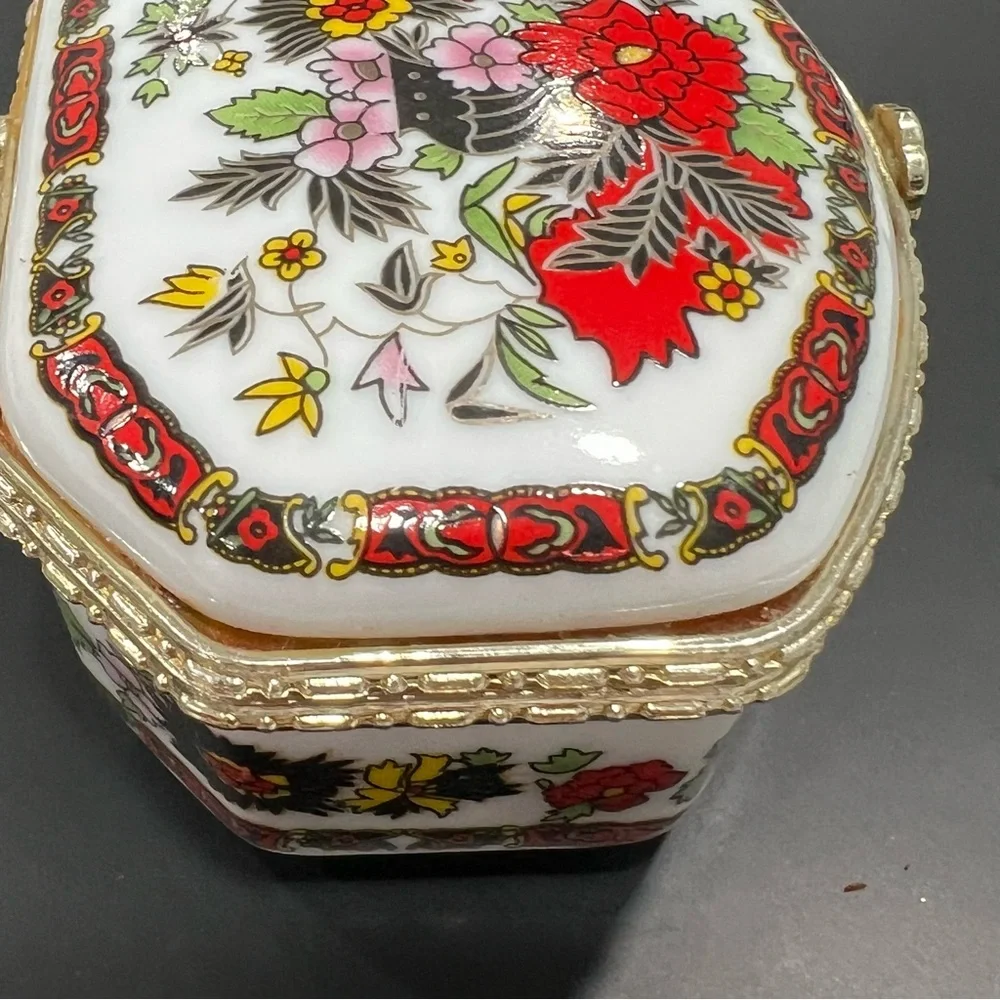 Floral Ceramic Clutch with Gold Accents